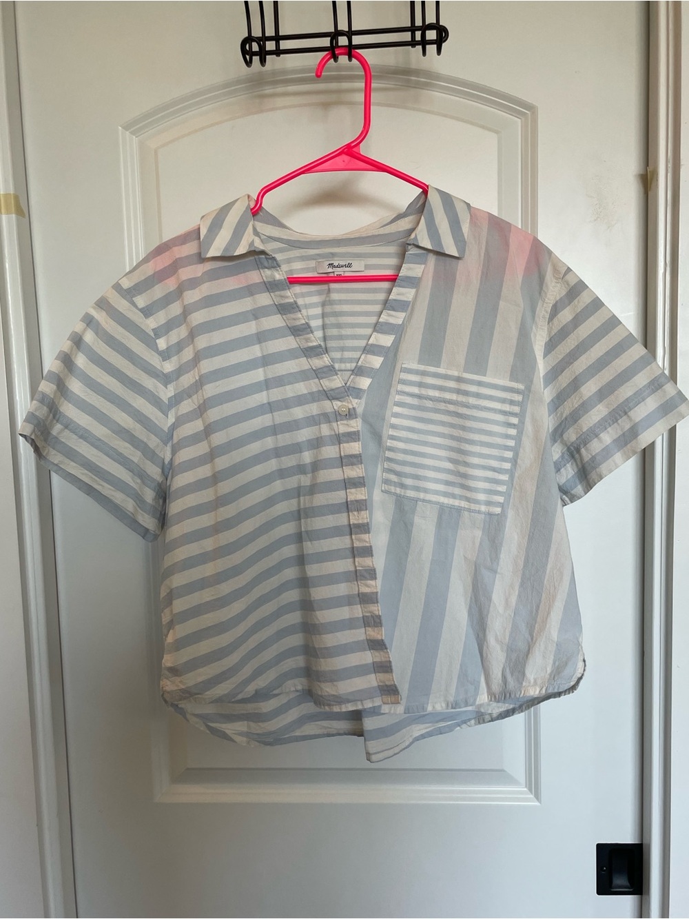 Madewell Light Blue & White Striped Short-Sleeve Shirt